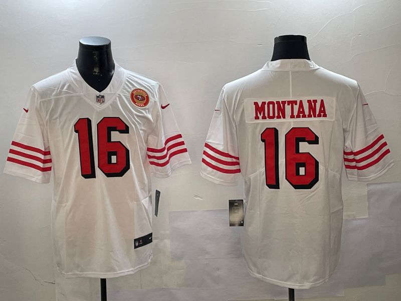 Men San Francisco 49ers 16 Montana White Throwback 2024 Nike Limited NFL Jersey style 01045